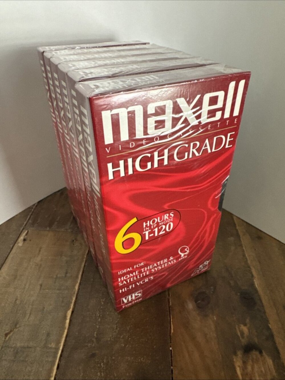 Lot 6 Maxell HG T-120 Blank VHS Tapes New Sealed 6 Hour Recordable NOS Retro